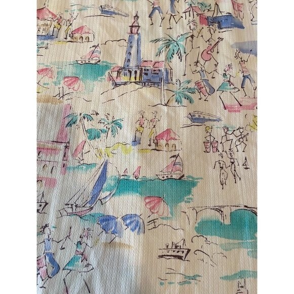 Pastel print button down shirt size 14 Retro Beach Eighties vacation fun comfy - Picture 4 of 7